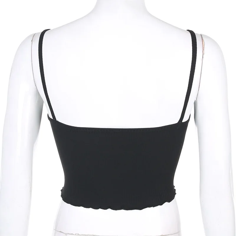 

Women Sexy Sleeveless Backless Spaghetti Strap Cropped Top Harajuku Butterfly Print Black Cami Top Punk Style Female Streetwear