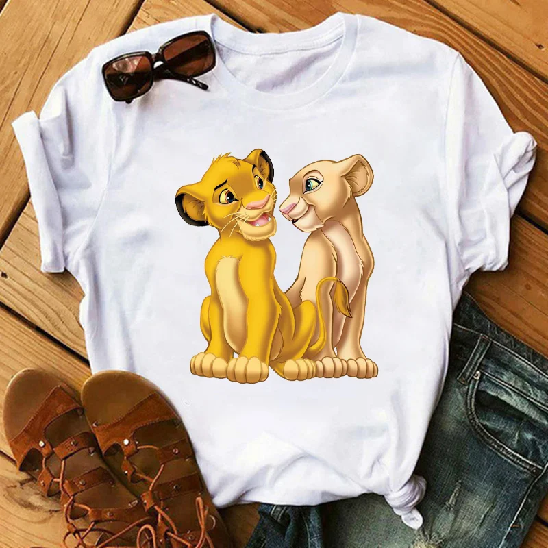 

Summer Lion Print T-shirt Casual Short-Sleeved Cartoon Pattern Harajuku Top Tees Fashion O-Neck Hip-Hop Clothing Women's T-shirt