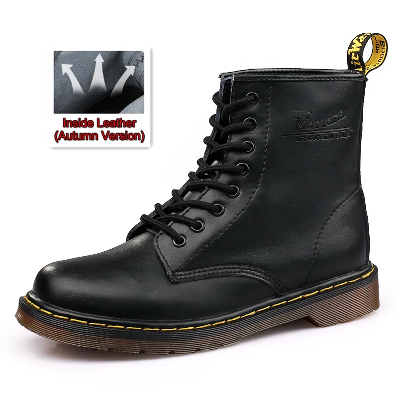 1460-black Мужские ботинки; обувь из натуральной кожи; сезон осень-зима; мужские ботильоны в байкерском стиле; пара оксфордских туфель; женские ботинки; зимняя обувь унисекс - Цвет: 1460-black