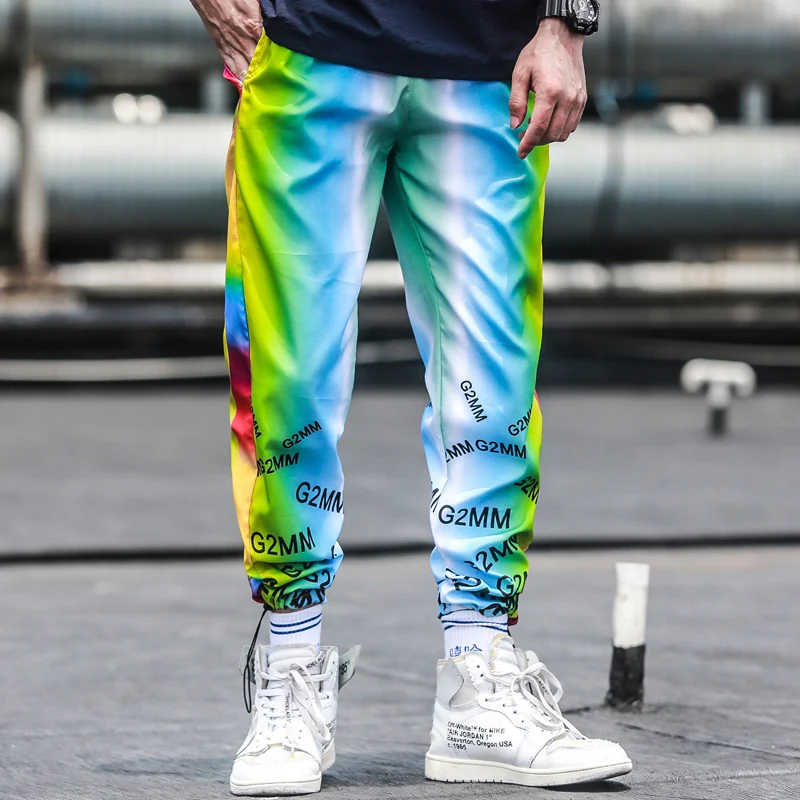 Мужские брюки в стиле хип-хоп уличная одежда с принтом брюки-шаровары для бега