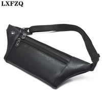 lxfzq mens fanny pack pu leather three layer multi purpose chest bag with earphone hole sports money collection waist bag tide