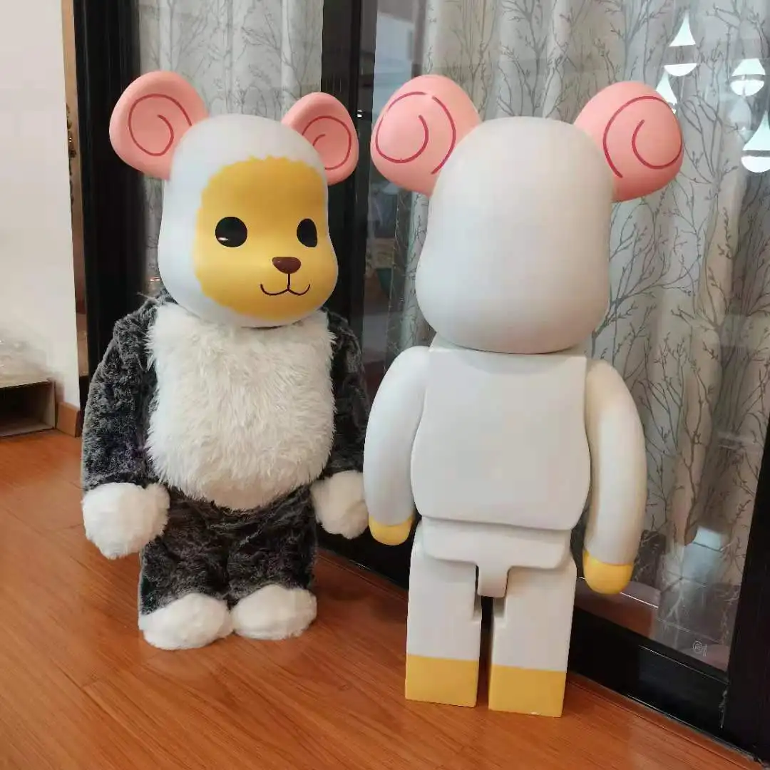 1000% 70 см игрушечные фигурки Bearbricklys из блоков медведь волк кролик шерсть плюшевая