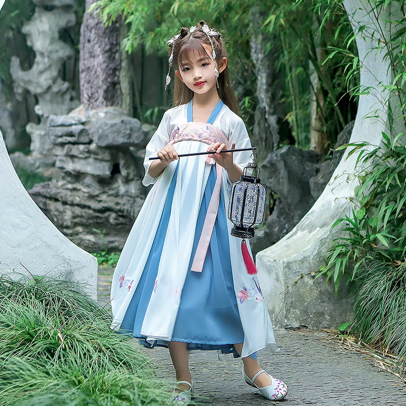 

New Spring and Summer Dress for Children's Hanfu Children's Elegant Breastlength Skirt Dress for Children's Spring Summer Wear