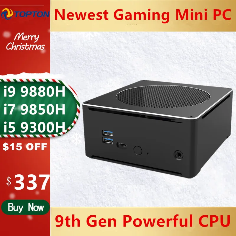 Игровой Мини ПК Intel i9 9880H i7 9850H i5 9300H 2* DDR4 64 Гб 2* M.2 PCIE+ 1*2,5 ''SATA тонкий компьютер Win10 Pro HDMI DP AC WiFi