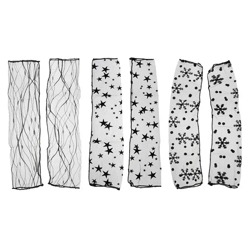 

3 Pairs Women Long Ultra-thin Lace Arm Sleeves Fingerless Sun Protection Sleeves