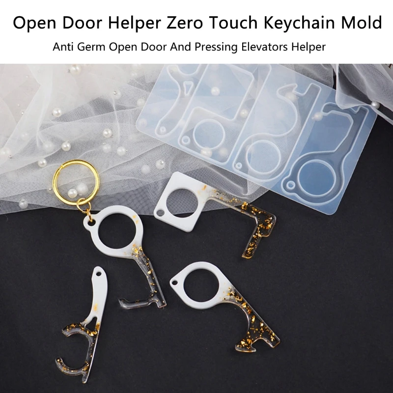 

Zero Touch Keychain Resin Casting Mold Open Door Helper Contactless Assistant Safety Keychain Mold Jewelry Making Tools