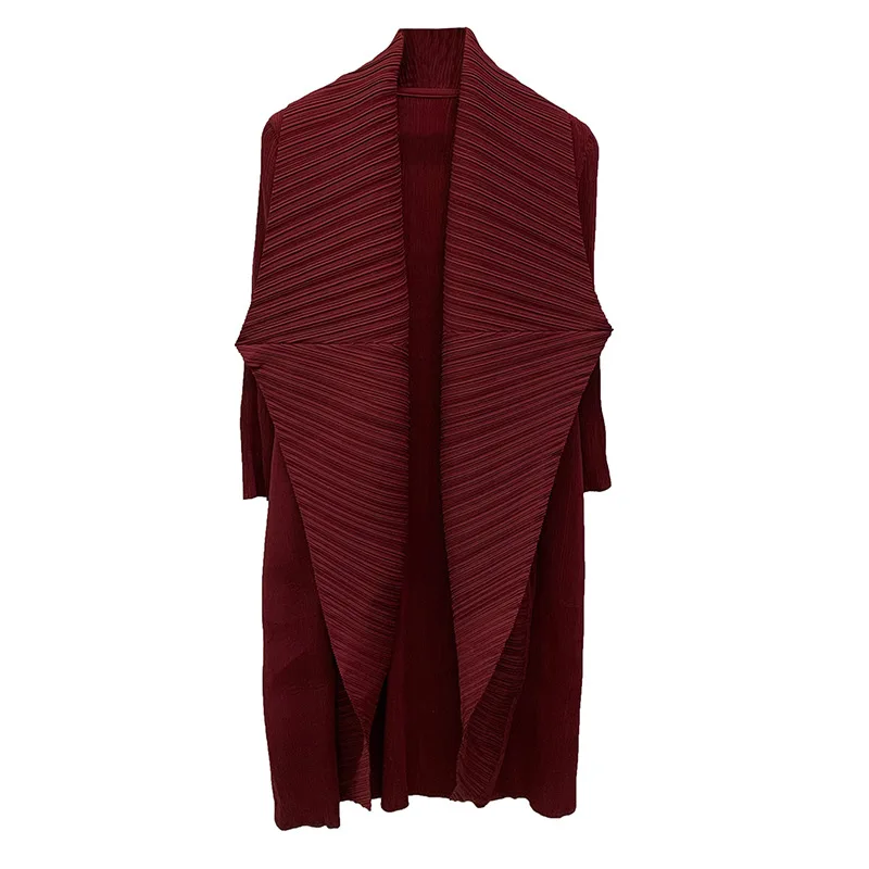

Miyake pleated windbreaker 2020 spring new loose large size all-around cardigan shows thin temperament pleated outerwear woman