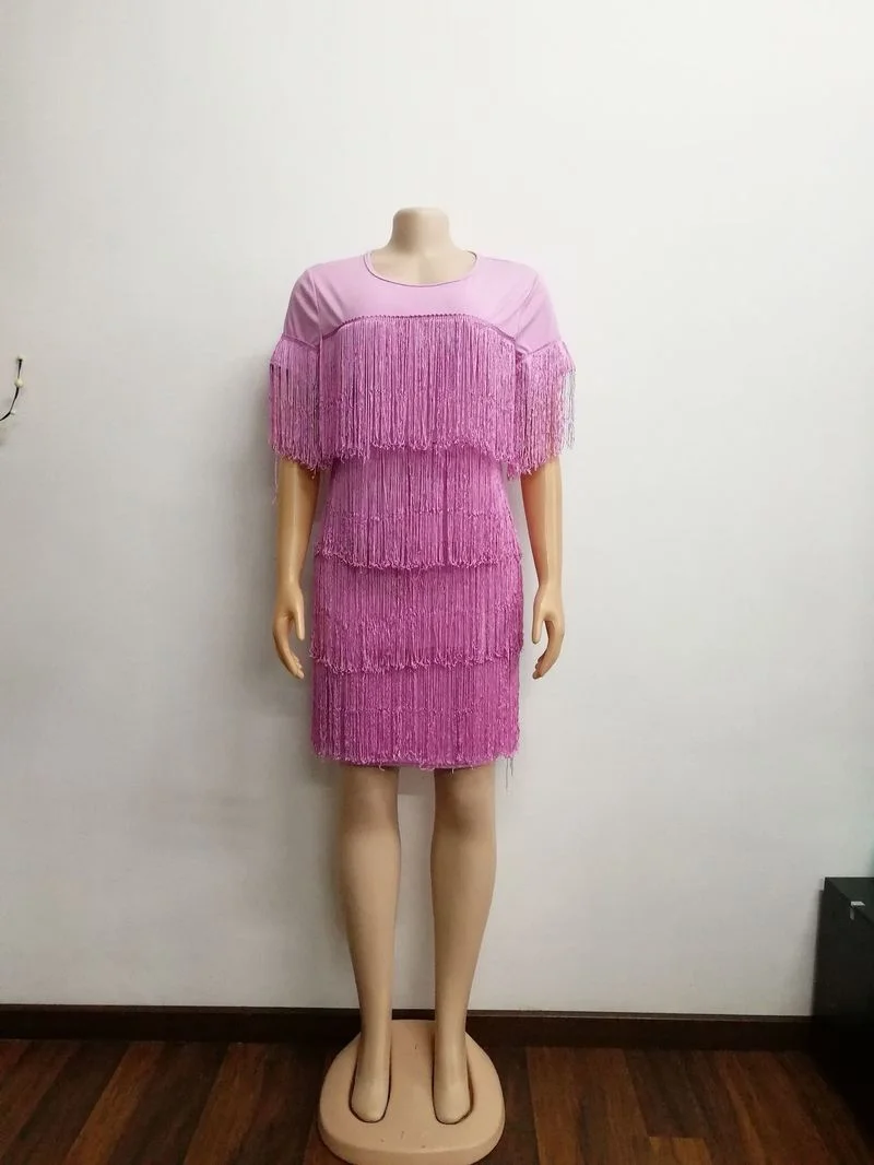 

White Tassel Dress Women Sexy Summer Flapper Beach Dress Strap Low Cut Short Fringe Party Dresses Sexy Clubwear Party Bodycon