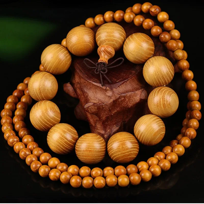 

New Style Round Beads Natural Sandalwood Buddhist Buddha Wood Prayer Beaded Knot ebony Unisex Men Bracelets & Bangles for Women