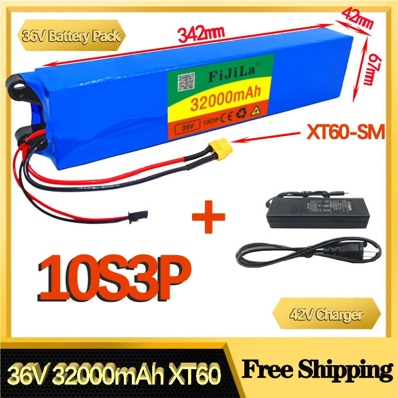 

36V 32Ah Scooter Battery Pack for Xiaomi Mijia M365 36V 32000mAh Battery pack Electric Scooter BMS Board for Xiaomi M365+Charger