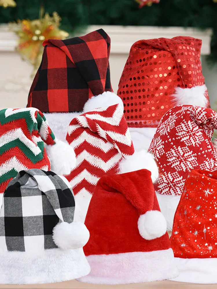 

Plush Thicken Cotton Christmas Hat Navidad Hats Christmas Decorations New Year Santa Claus Hat Adult Children's Snowmen Decor