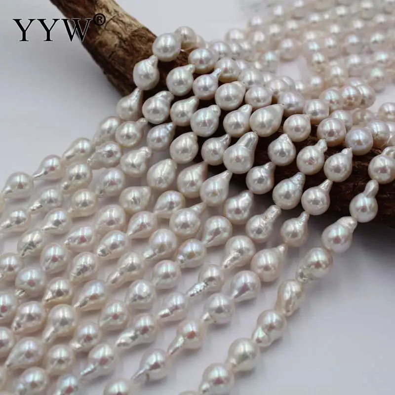 

7-8mm 37pcs/Strand Cultured Baroque Freshwater Pearl Beads Innovative Teardrop Pear; Beads DIY Jewelry Making White