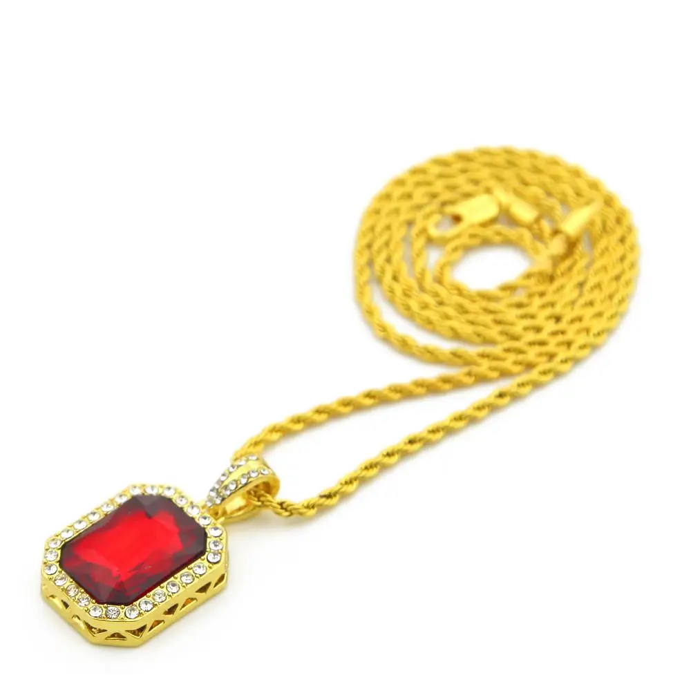 

Ожерелье Стразы в стиле хип-хоп украшенное сверкающими геометрическими квадратными натуральными камнями ожерелье для мужчин ювелирные из...