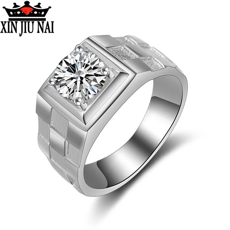 

Big Men's Ring Boss Platinum-plated Ring with Diamond Zircon Business Grinding Three-dimensional Broad Edition Men's Ring