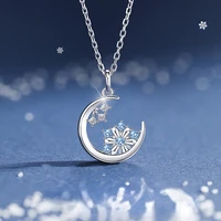 new necklace 2021 fashion stars moon charm necklace snowflake delicate clavicle rhinestone chain necklace for women jewelry