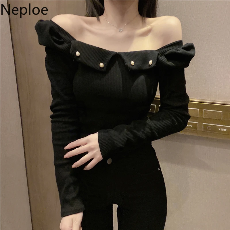 Женские вязаные футболки с жемчужным декором весна 2020 однотонные женские