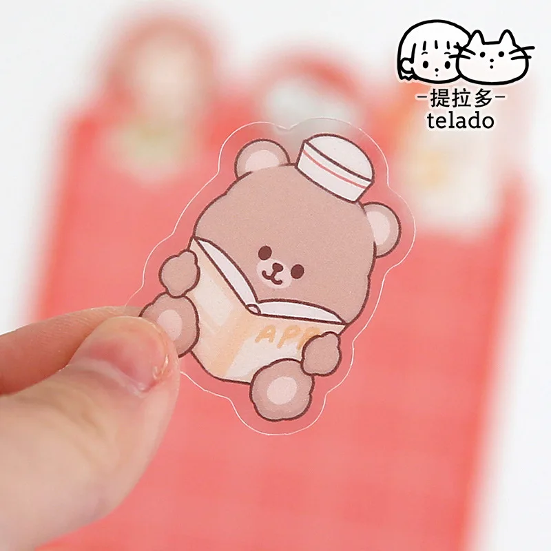 40 шт./упак. Kawaii счастливая девушка и медведь декоративные ПВХ наклейки