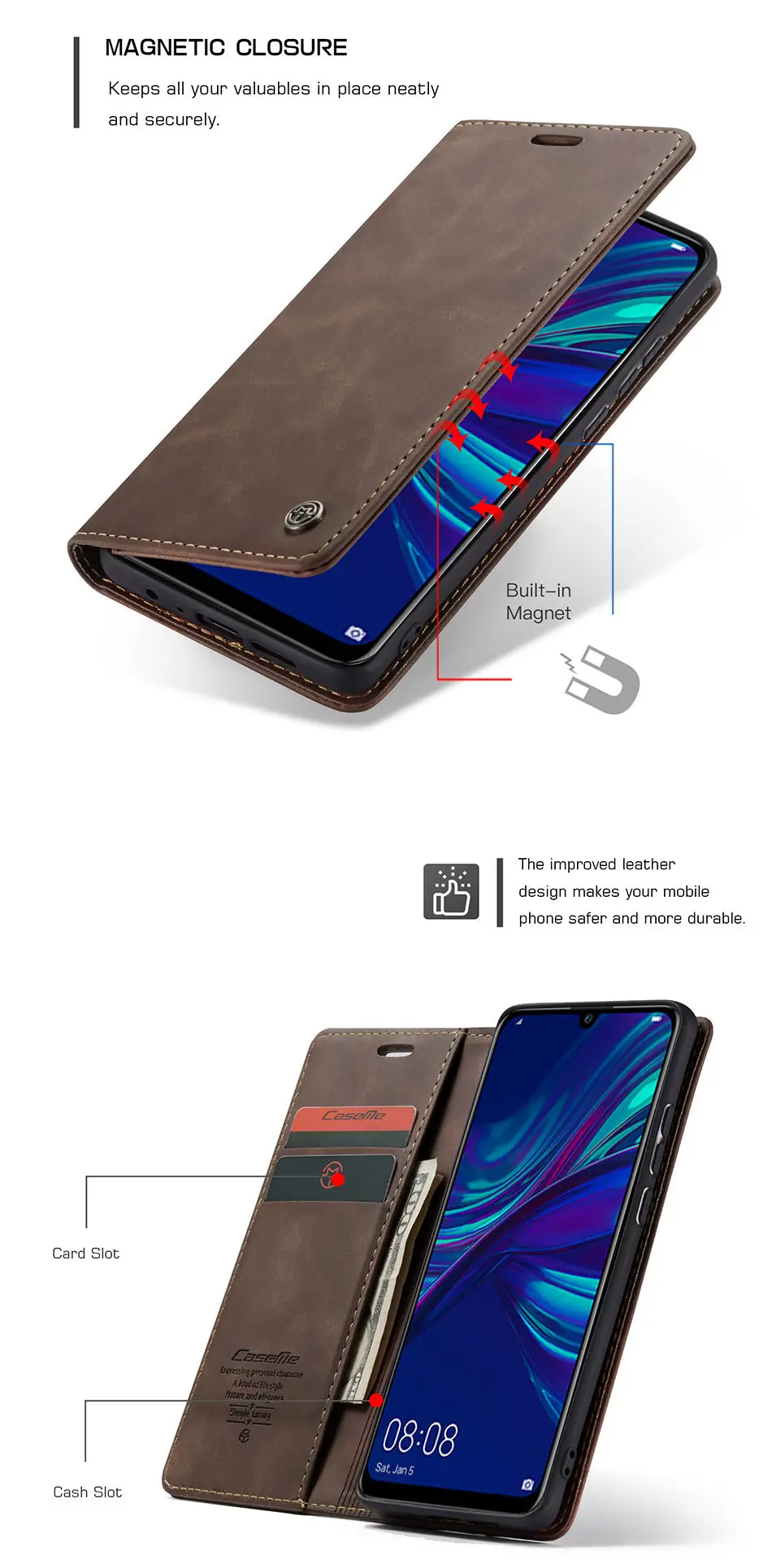 Роскошный чехол-книжка из матовой кожи для huawei Honor 10 Lite, чехол-книжка для телефона huawei P smart, чехол для Honor 10 Lite