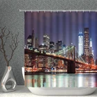 Водонепроницаемая занавеска для душа, тканевая Водонепроницаемая Шторка для ванной комнаты с изображением Городской Ночной сцены