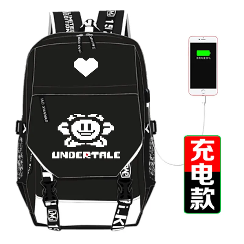 Рюкзак с принтом скелета Undertale Flowey Sans рюкзак унисекс для путешествий USB интерфейс