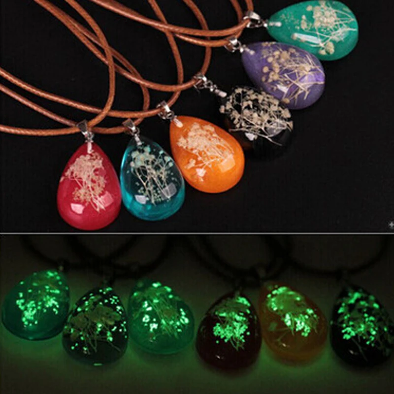 Светящиеся Подвески ручной работы на заказ сушеные цветы ожерелья постоянное