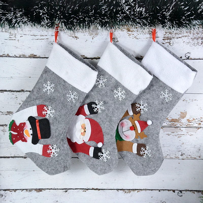 

Christmas Stockings Socks Led Lights Snowman Santa Candy Gift Bag For Christmas Tree Home Fireplace Hanging Decor Xmas Pendants