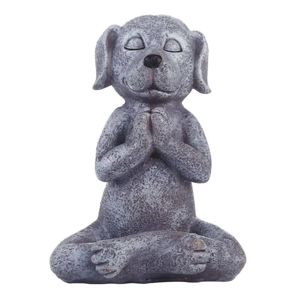 

Fun Praying Zen Dog Figurine Animal Statue Desk Sculpture Patio Lawn Decor