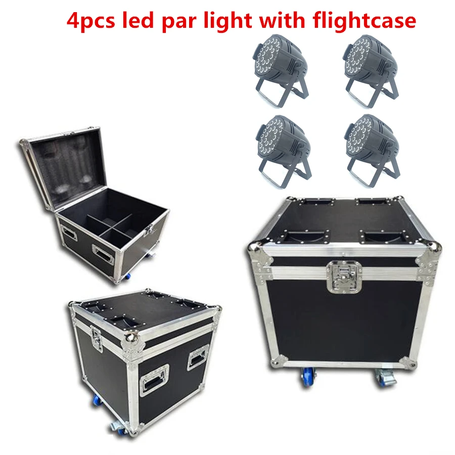 

4pcs 24x18W led par light with flightcase rgbwa uv 6in1 Stage lighting dj disco stage effects LED wash light RGBW 4in1 par light