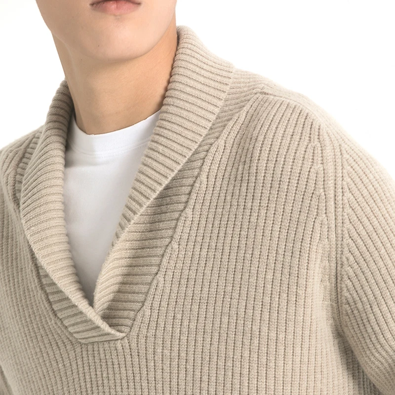 Men's Supersoft Shawl Collar Merino wool Pullover Sweater
