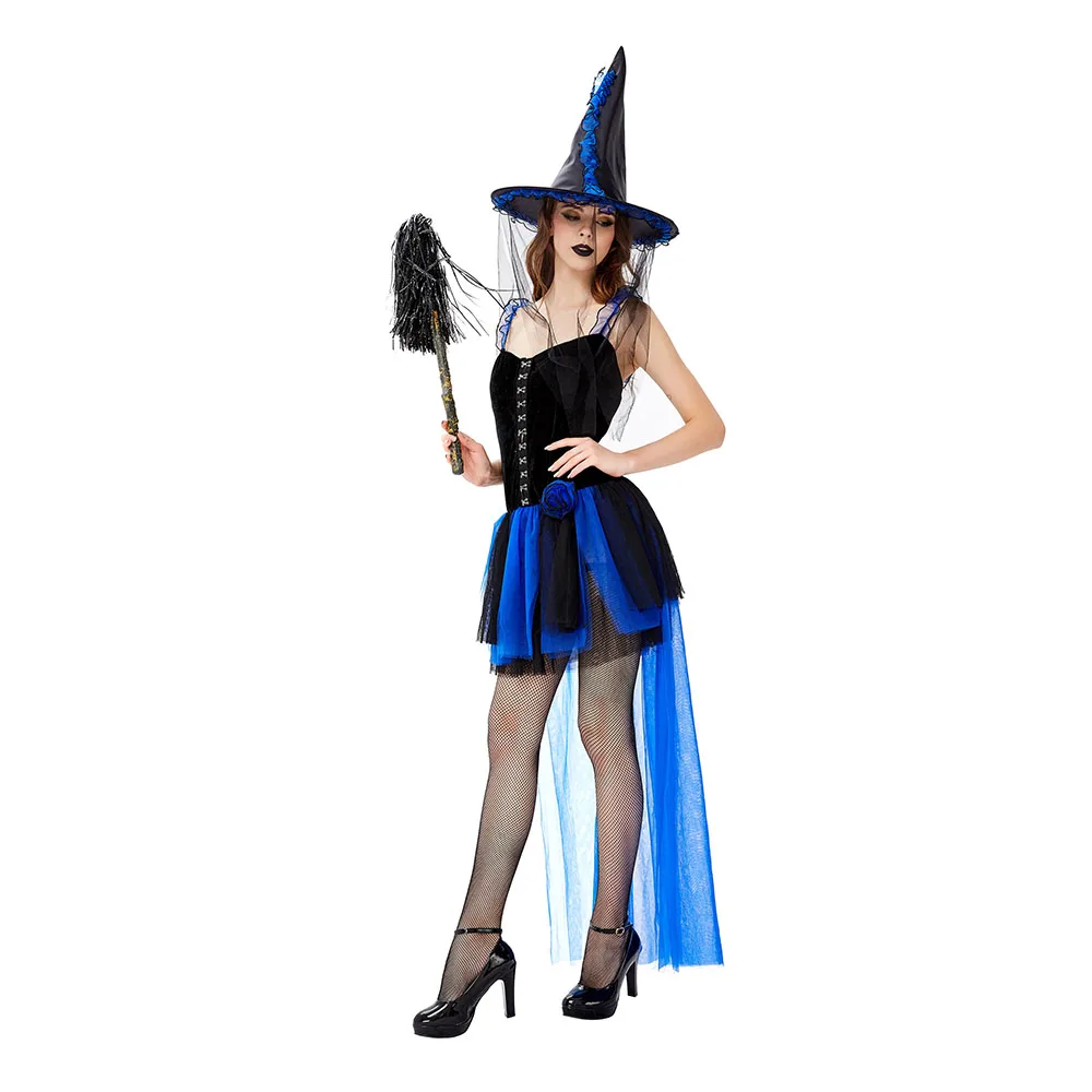 Женский сексуальный костюм ведьмы на Хэллоуин для взрослых волшебницы с хвостом