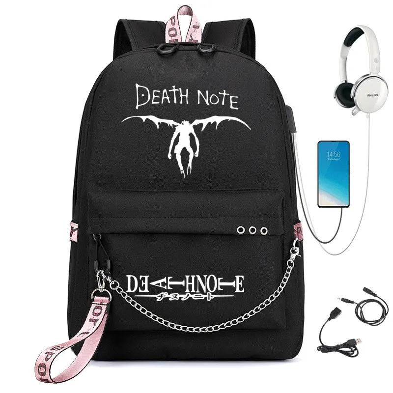 Мужской рюкзак для косплея из аниме Death Note школьный ранец с Usb-зарядкой подростков