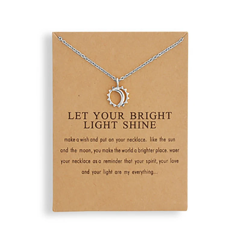 new Fashion Jewelry Reminder Let Your Bright Light Shine Sun and Moon Pendant Necklace gift | Украшения и аксессуары