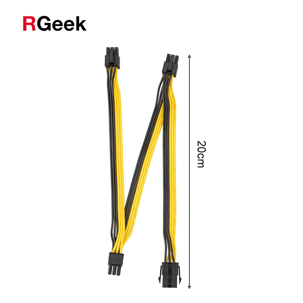 Удлинительный кабель RGEEK PCI-E PCIe питания 20 см с внутренним разъемом на 3 6P внешний