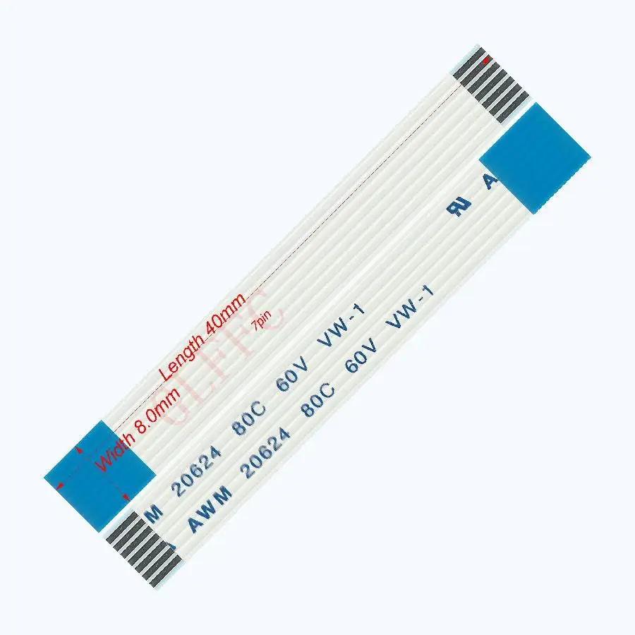 7pin 1,0 шаг 40 мм-1580 мм B-Тип Гибкий плоский кабель FFC awm 20624 ROHS для TTL LCD DVD Компьютера