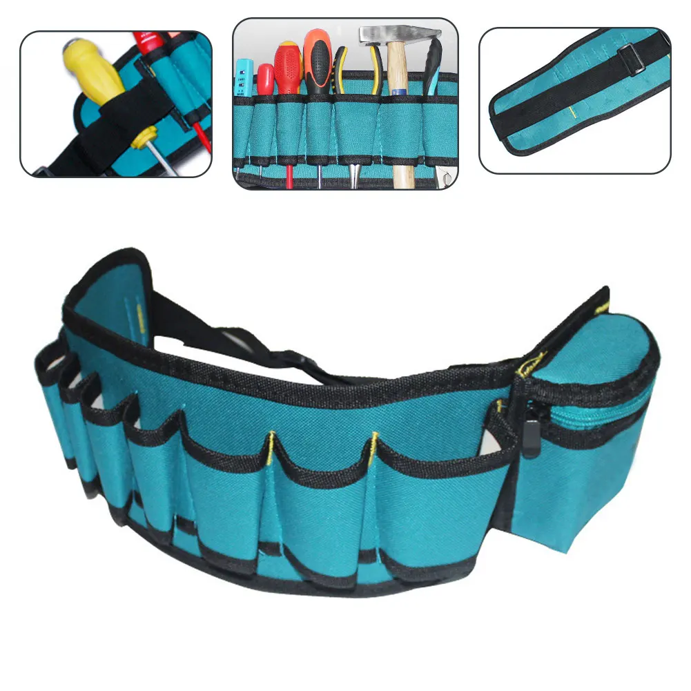 

Electrician Tool Waist Bag Mini Adjustable Oxford Cloth Tool Organizer Storage Waist Belt Sky-Blue Multi-Pockets Tool Bag