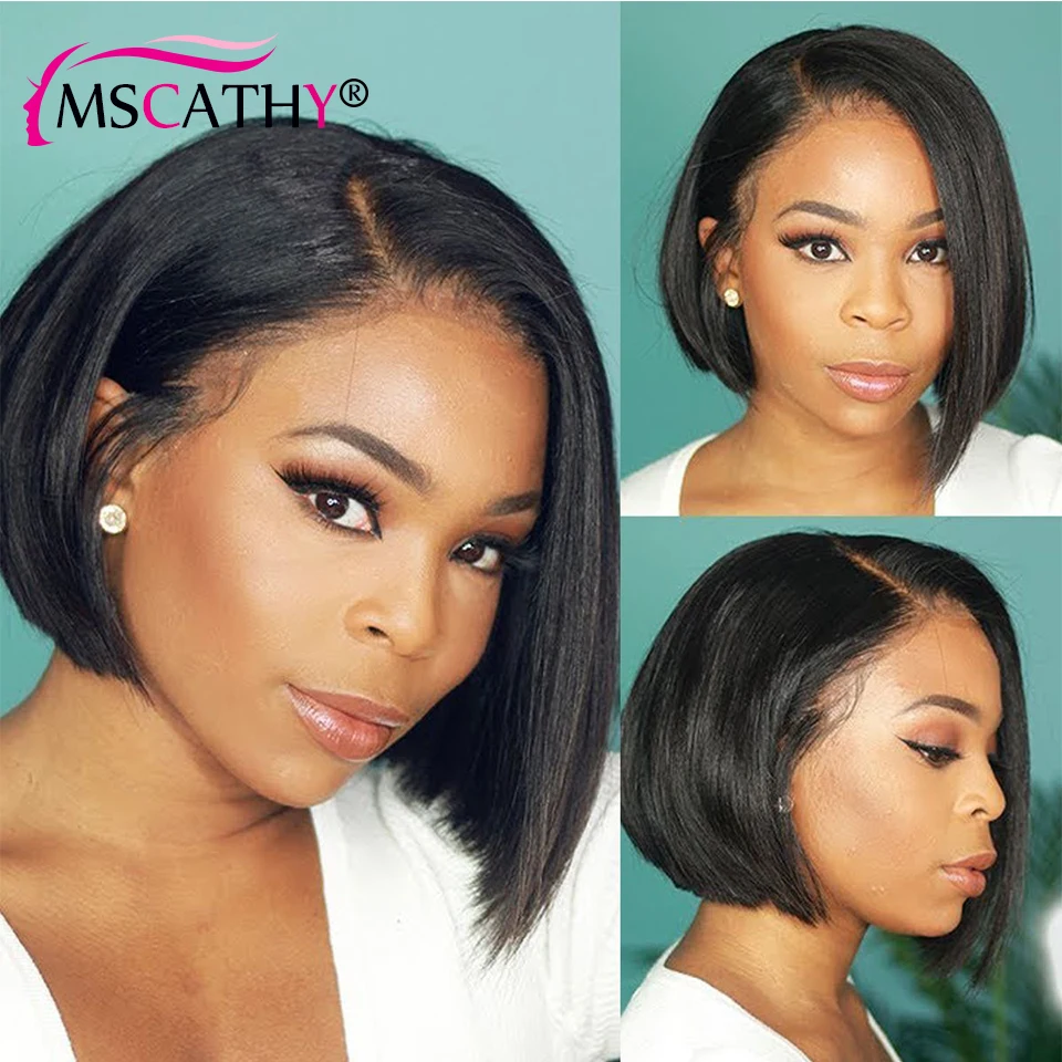 

13x4 Bob Wig Lace Front Human Hair Wigs For Women 4x4 Closure Wig Brazilian Straight Short Bob Frontal Wig Pre Plucked 150%