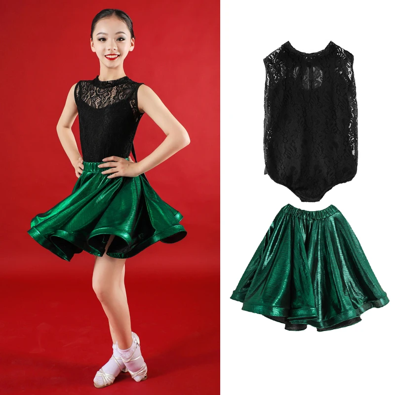 Детские платья для девочек платье латинских танцев с трико сальсы юбка