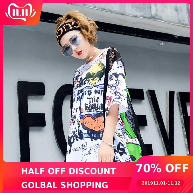 Модная брендовая Женская летняя футболка большого размера в стиле хип-хоп с