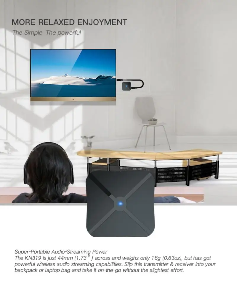 

KN319 Bluetooth Audio Transmitter/Receiver Adapter 3.5mm Jack Aux Wireless Adapter For TV Car RCA Bluetooth5.0 Audio Transmitter