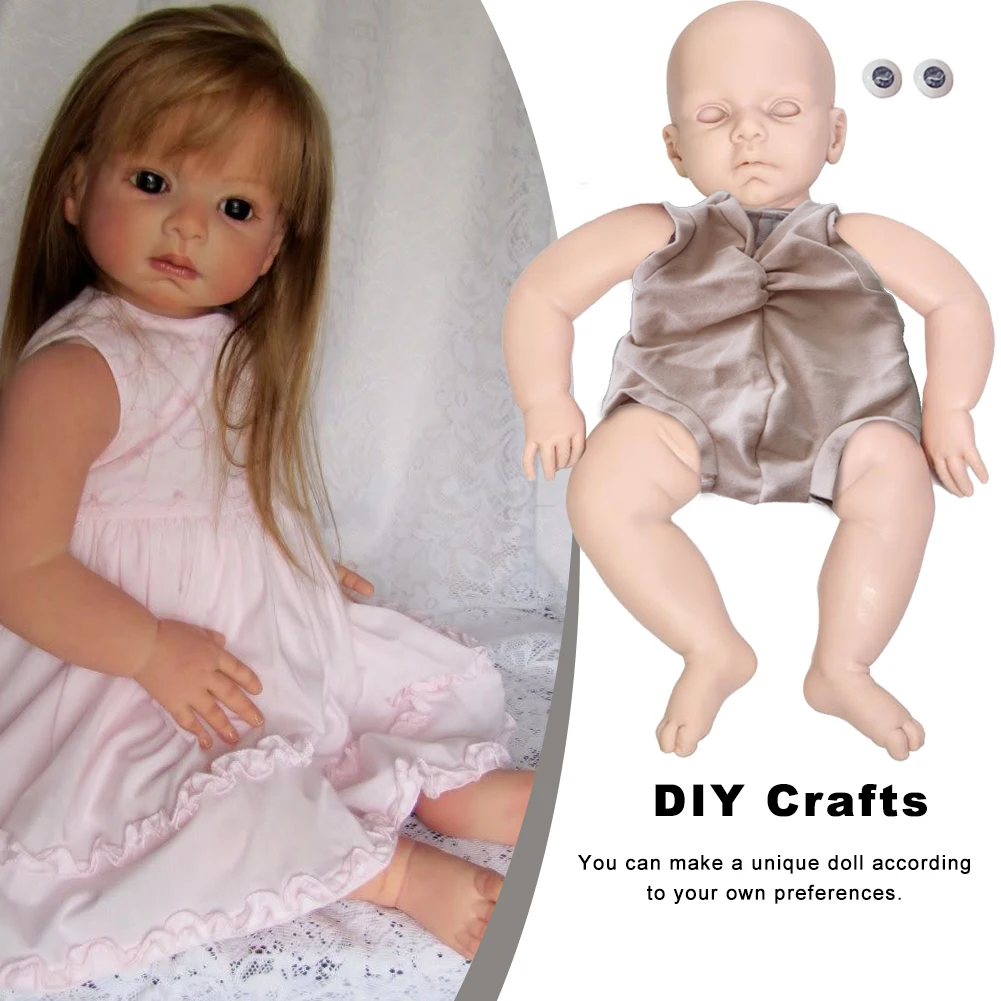 

28inch Head Mold Soft Cute Beginners Flesh Color Children Playmates Simulation DIY Leontyne Unfinished Reborn Baby Doll Kit