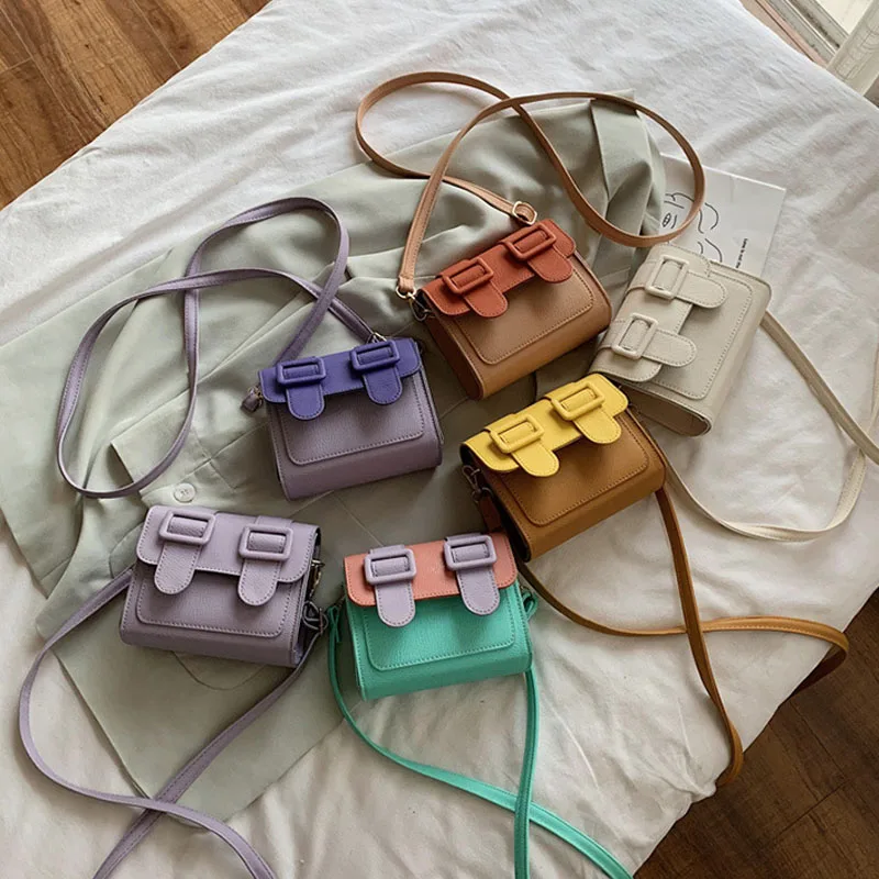 

Contrast Color Mini PU Leather Crossbody Bags For Women Shoulder Handbags Female Fashion Travel Cross Body Bag And Purses