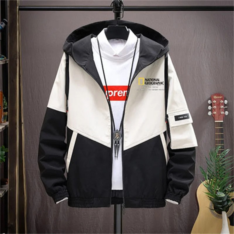 

National Geographic Street Fashion Outdoor Printed Windbreaker Jacket Spring and Autumn Men's Breathable Waterproof Hoodie