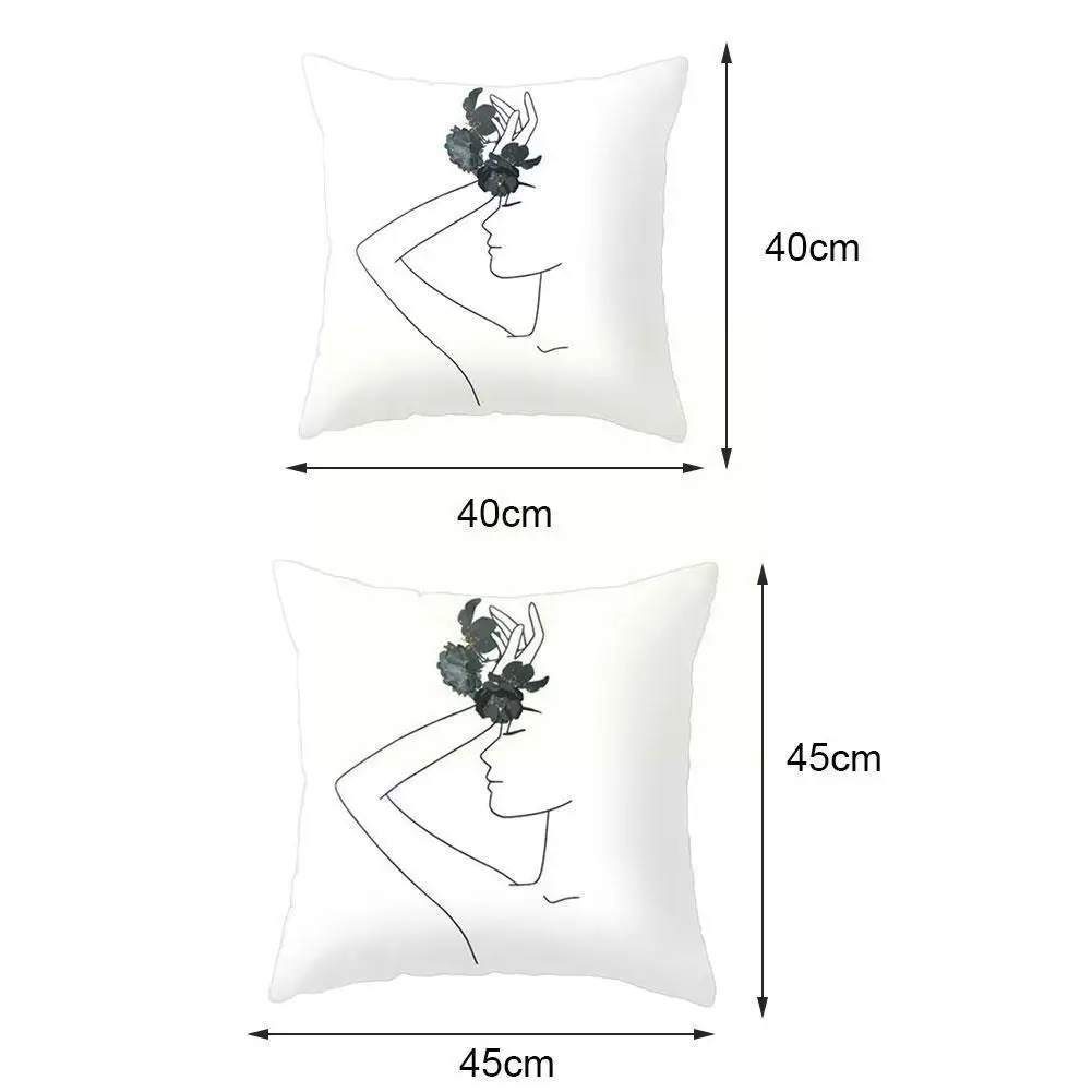 

Square Portrait Cushion Pillow Covers Black And White Cushion Pillowcase Pink Printing Cover Pillow Sofa Sweat Home U8S5