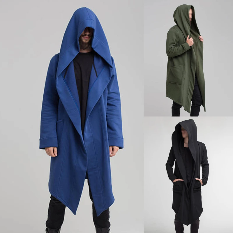 

2021 Men Hooded Sweatshirts Black Hip Hop Mantle Hoodies Fashion Jacket long Sleeves Cloak Coats Outwear Hot Sale