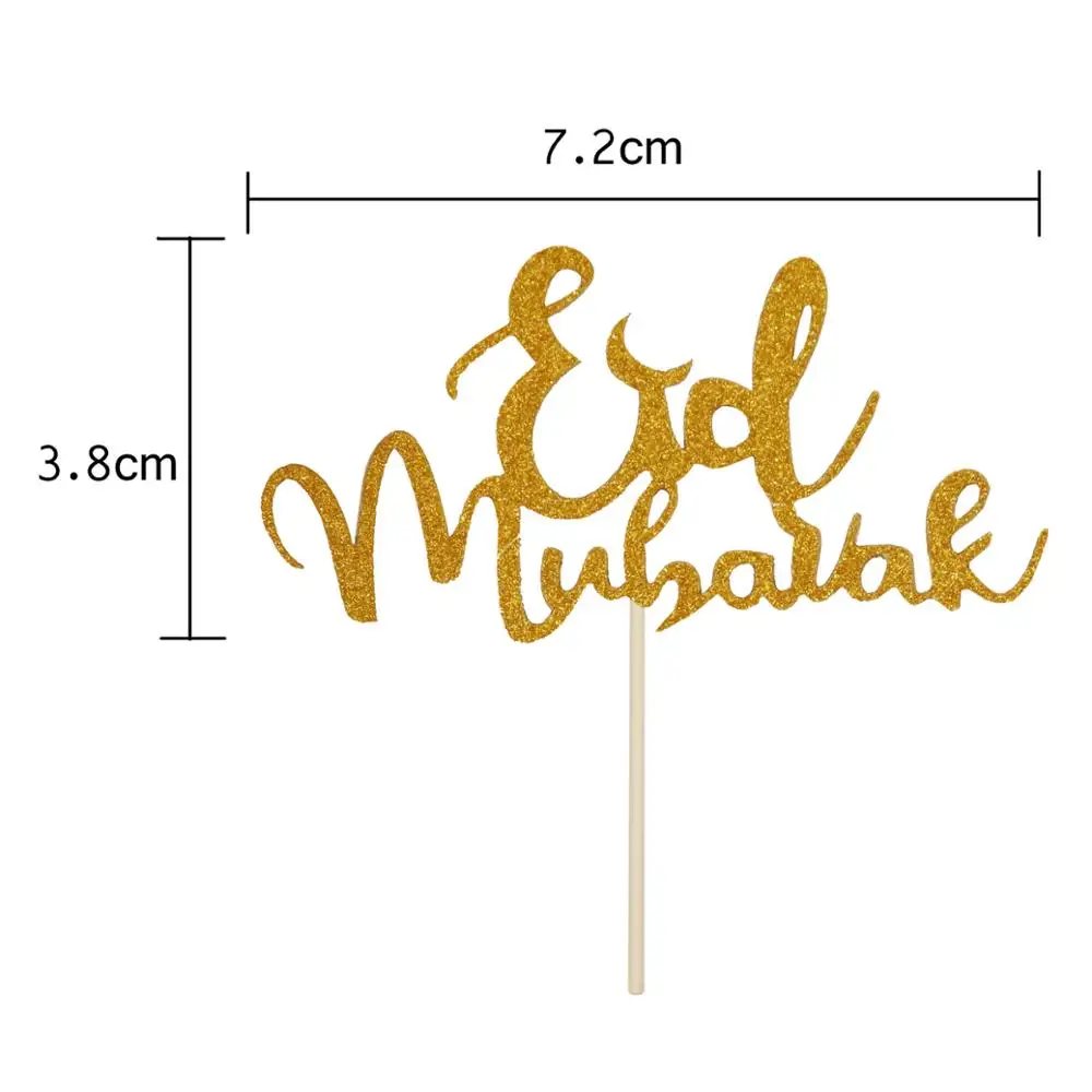 Близнецы 10 шт. Eid Mubarak торт Топпер Рамадан Золотая блестящая бумага украшения для