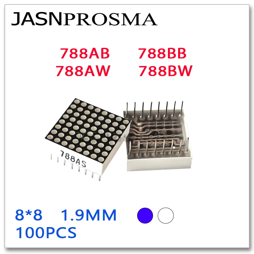 JASNPROSMA 8X8 1 9 мм синий белый светодисветодиодный 20 x 100 шт. 788AB 788BB 788AW 788BW анодная
