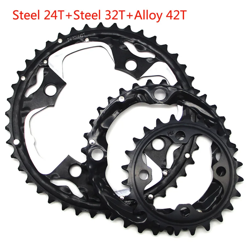 MTB кольцо цепи велосипеда цепь для SHIMANO SRAM Универсальный шатун 22 T/24 T/26 T/32 T/38 T/42 T/44 T 104BCD 64BCD велосипедная звездочка - Color: 24T 32T 42T alloy