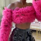 Женская летняя Тюлевая блузка с открытыми плечами и длинными рукавами