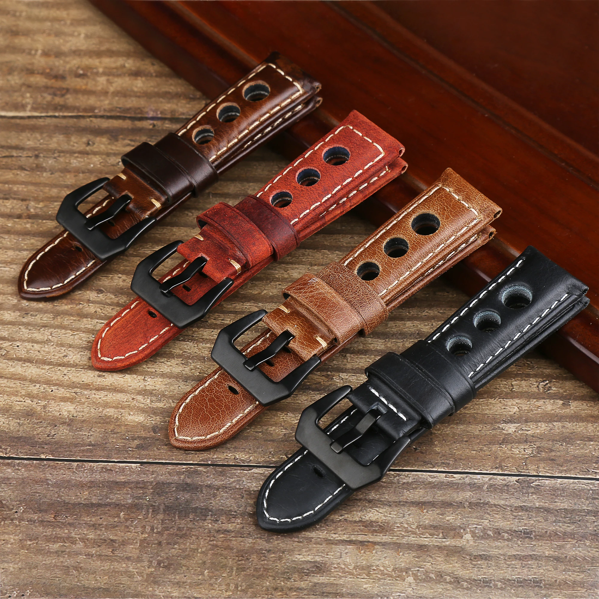 Leather Watch Strap Vintage 20mm 22mm 24mm Men's Leather Strap Watch Genuine Leather Watch Band Belt Brown Black Watch Belt