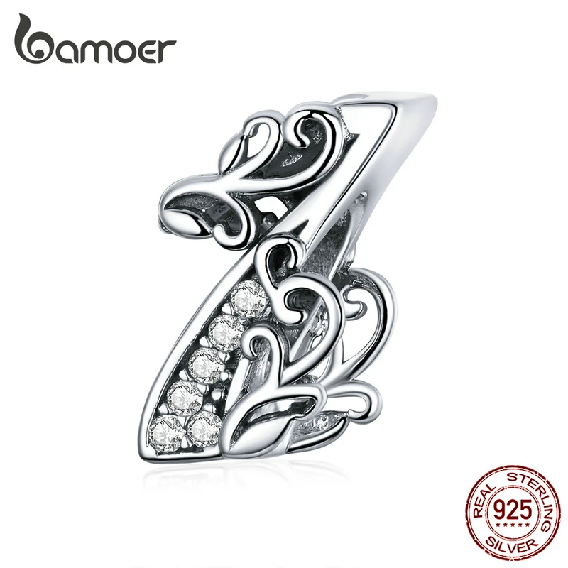 BAMOER 925 пробы серебряная буква A 0-9 NumberBeads подходит для шарма Браслеты Ожерелья DIY Аксессуары Ювелирные изделия BSC030-A